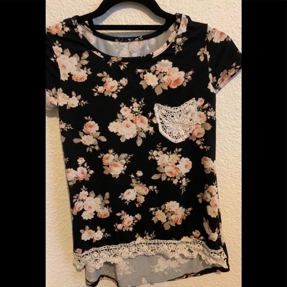 Black flower shirt